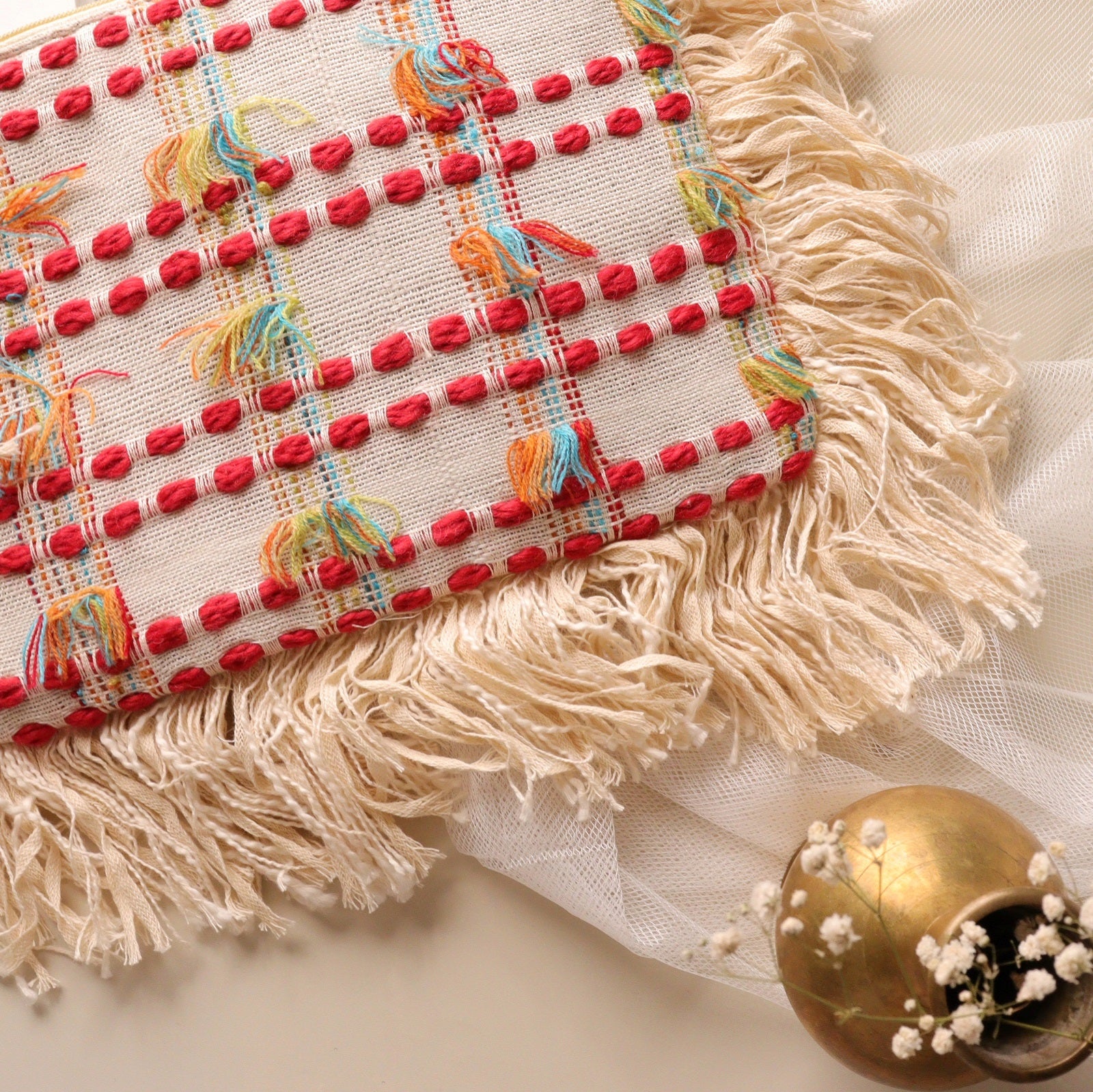 Red & White Jacquard Opulence Sling