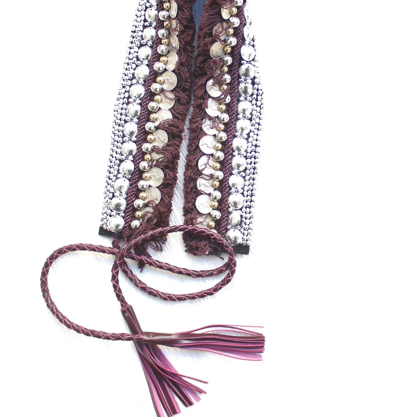 Bohemian Coin Waist Belt - Wine