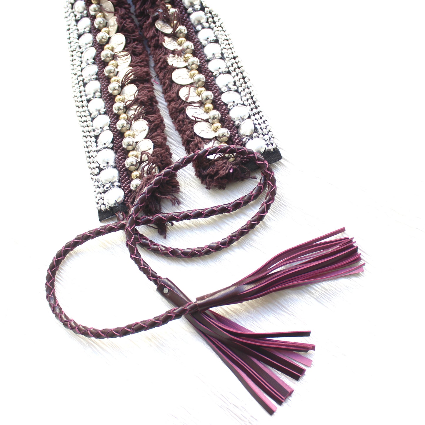 Bohemian Coin Waist Belt - Wine