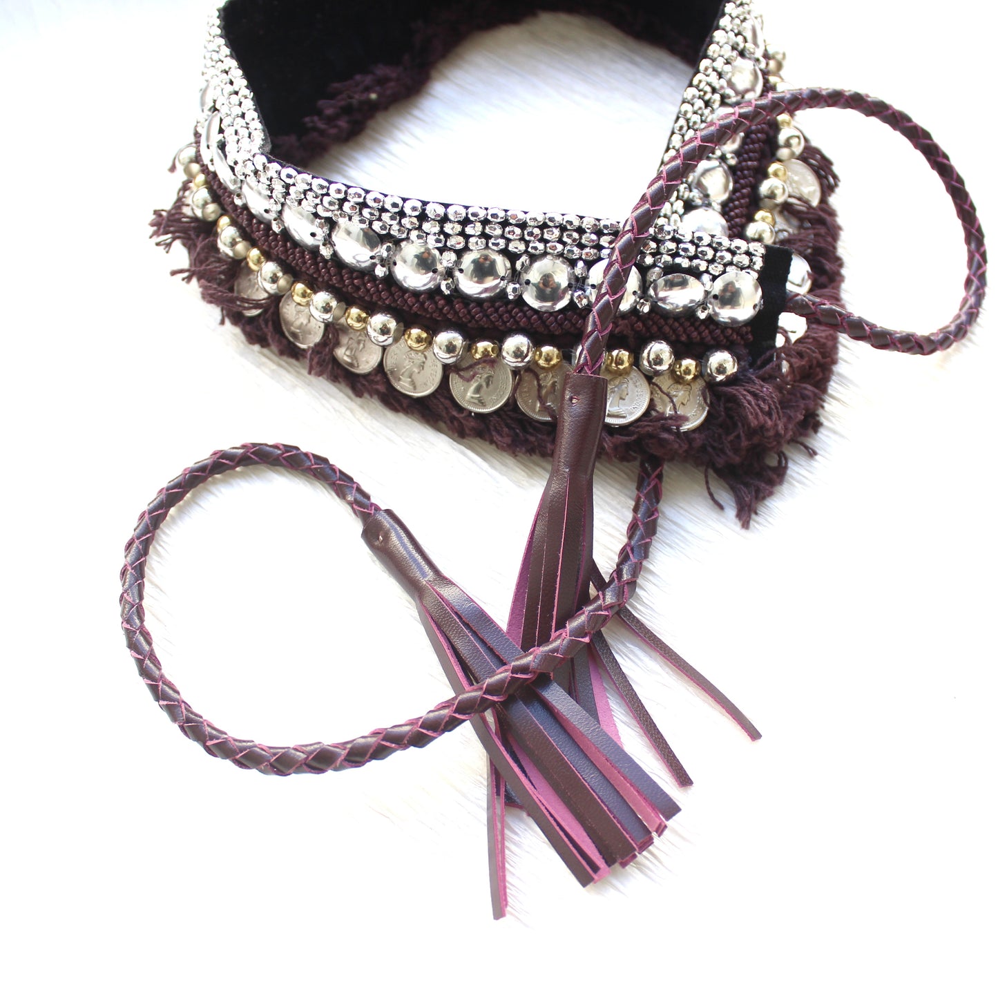 Bohemian Coin Waist Belt - Wine