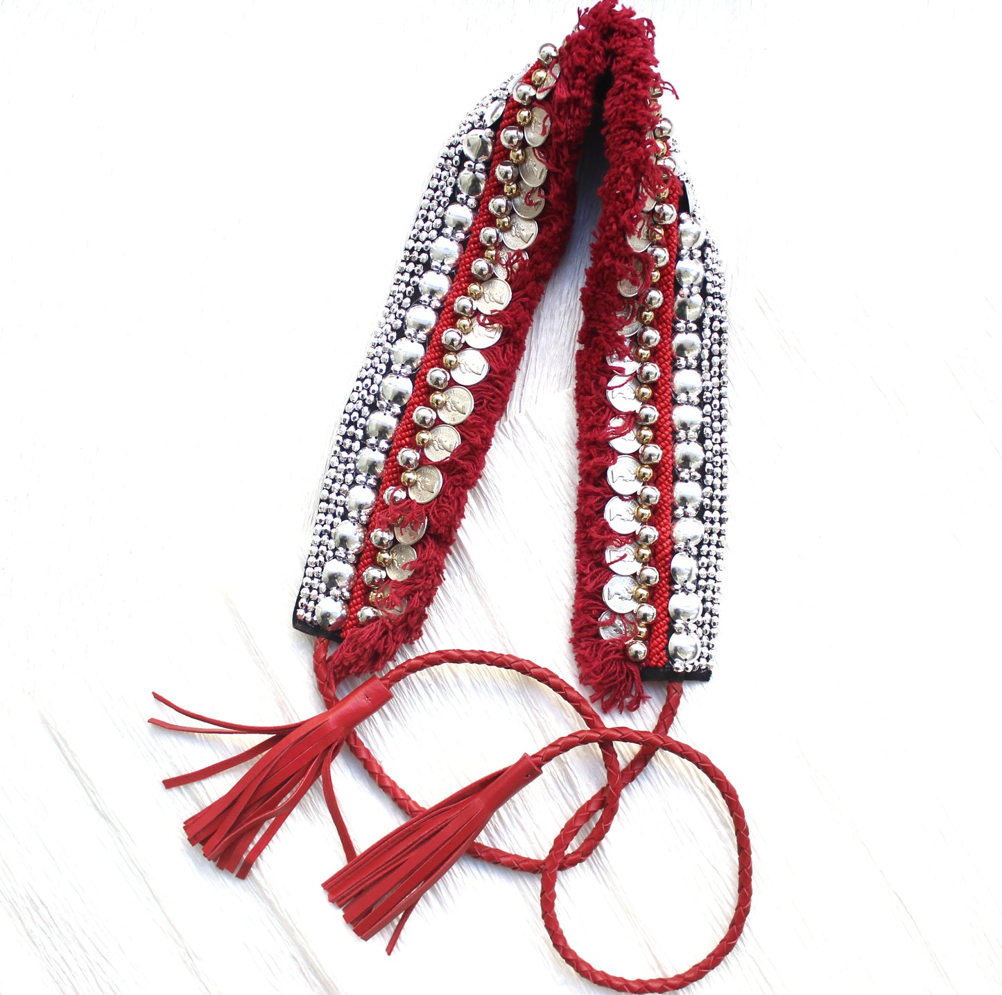 Bohemian Coin Waist Belt - Dark Red