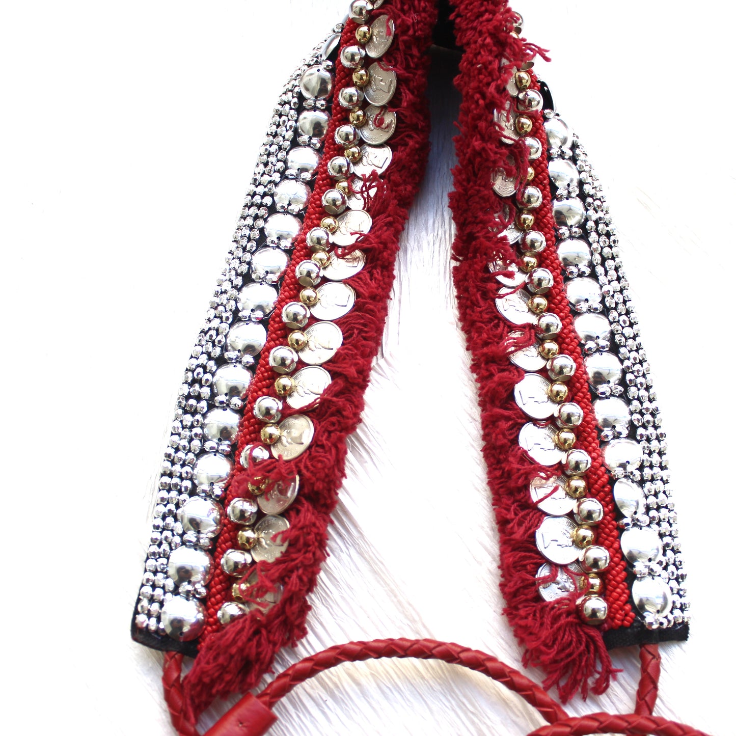 Bohemian Coin Waist Belt - Dark Red