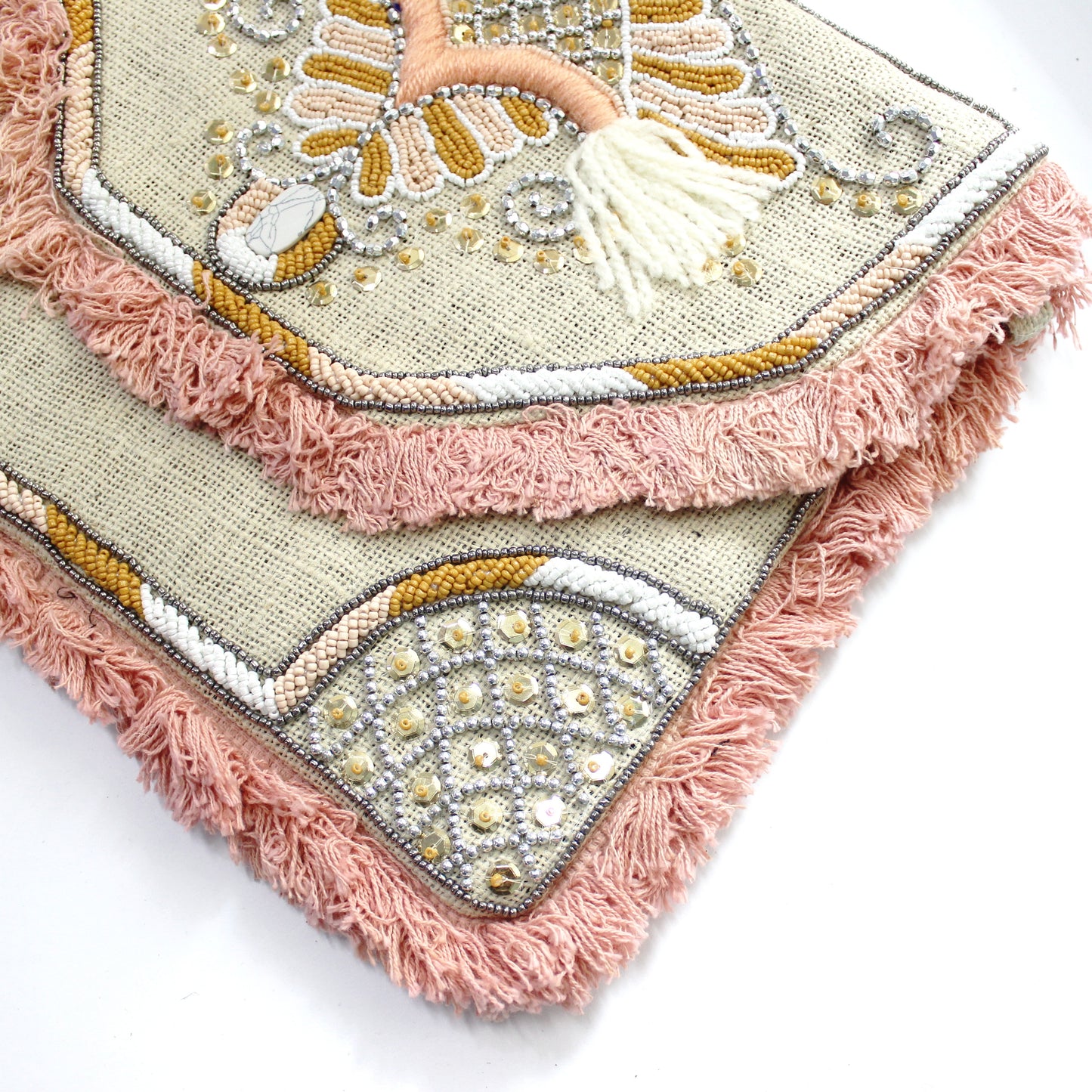 Valencia Peach Butterfly Jute Bohemian Clutch