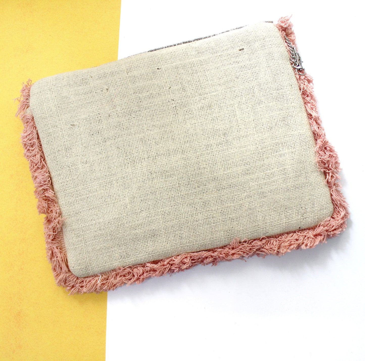 Valencia Peach Butterfly Jute Bohemian Clutch