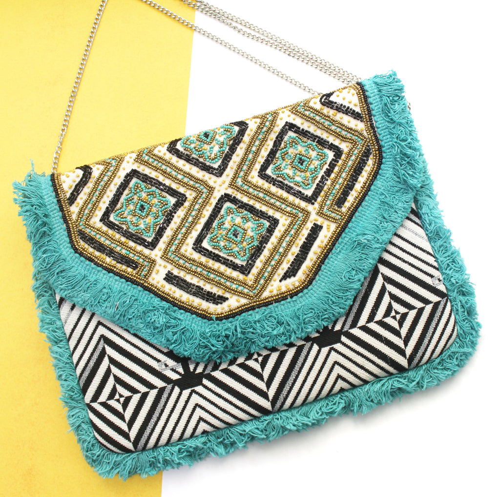 Pago Turquoise Bohemian Clutch Boho Bag