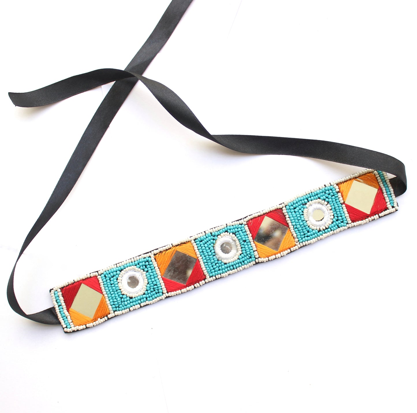Big Mirror Beaded Choker
