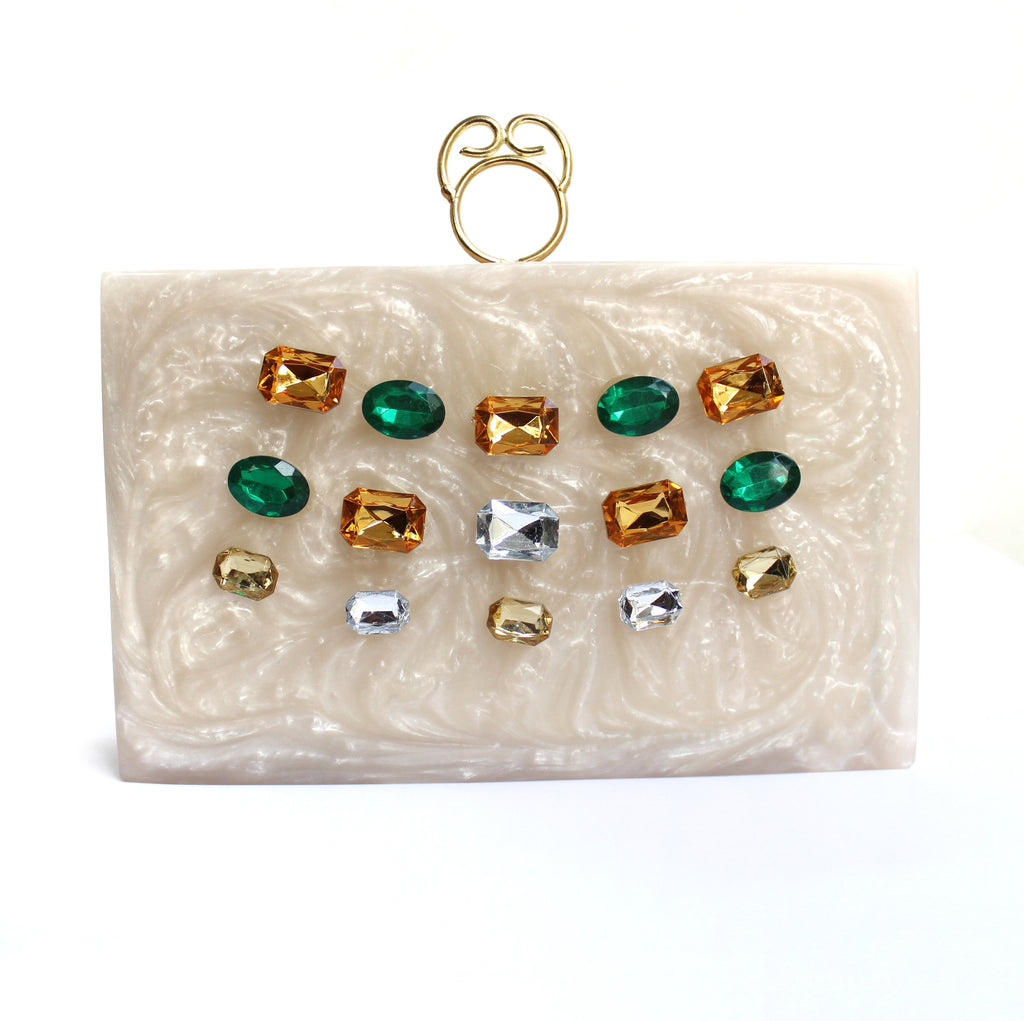 Stoned MarbleResin Clutch