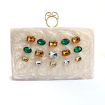 Stoned MarbleResin Clutch