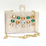Stoned MarbleResin Clutch