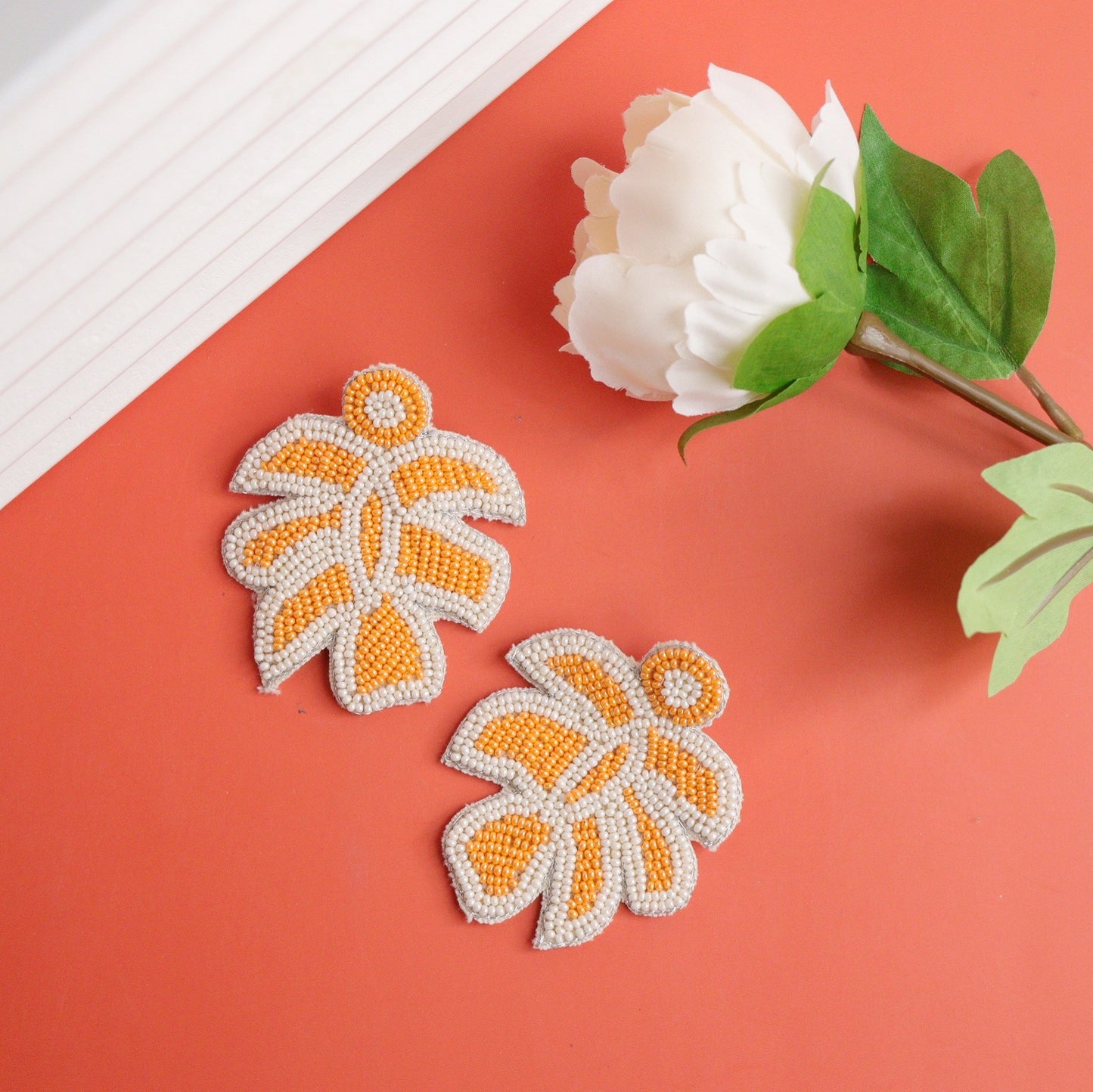 Orange Leaf Earring