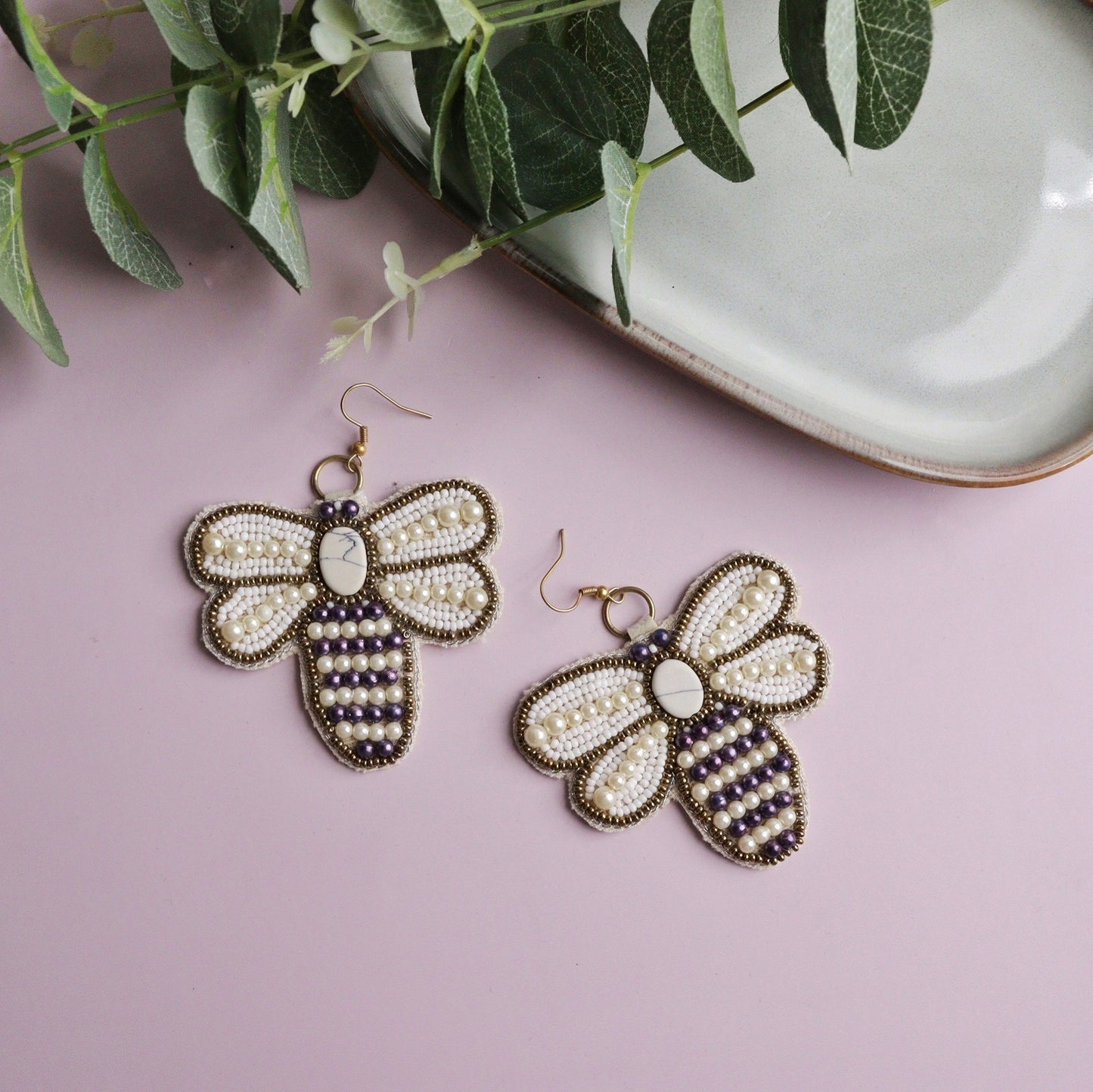 White Bee Earring