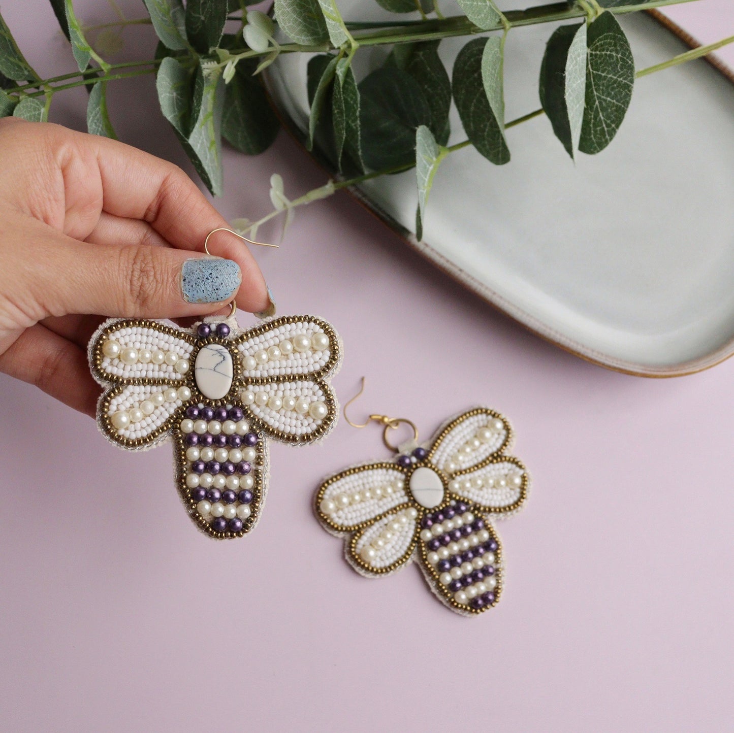 White Bee Earring