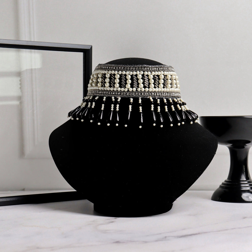Elise Black Beaded Choker