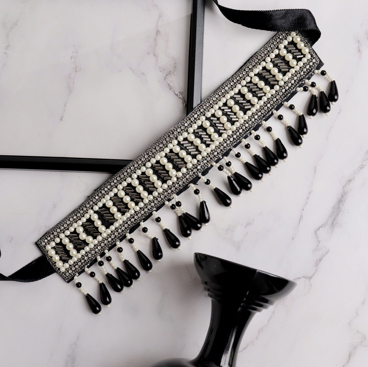 Elise Black Beaded Choker