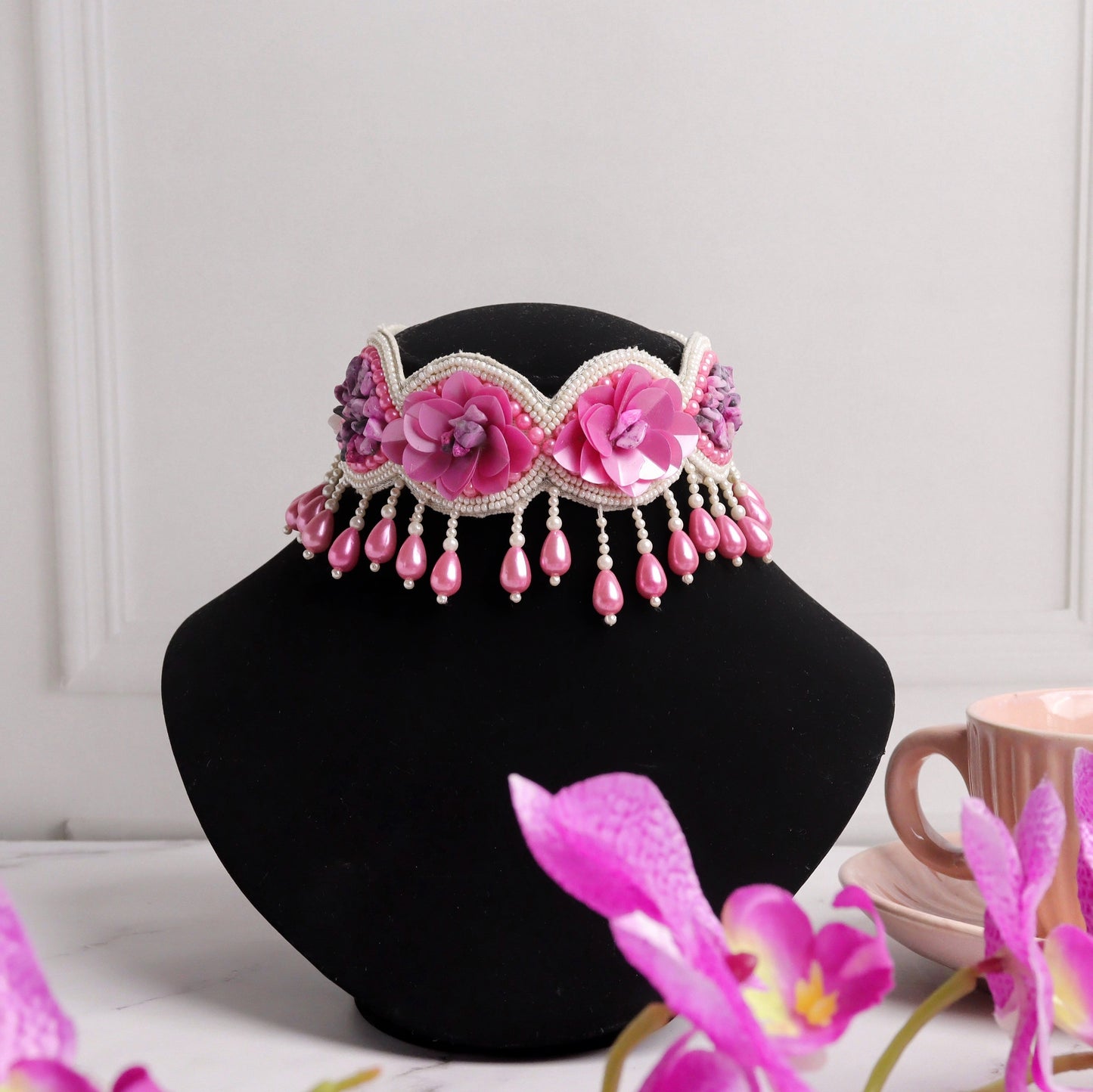Celine Pink Stoned Choker