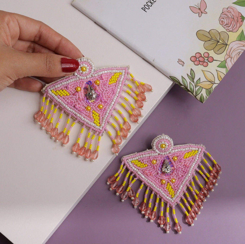 Pink Beaded Love Earring