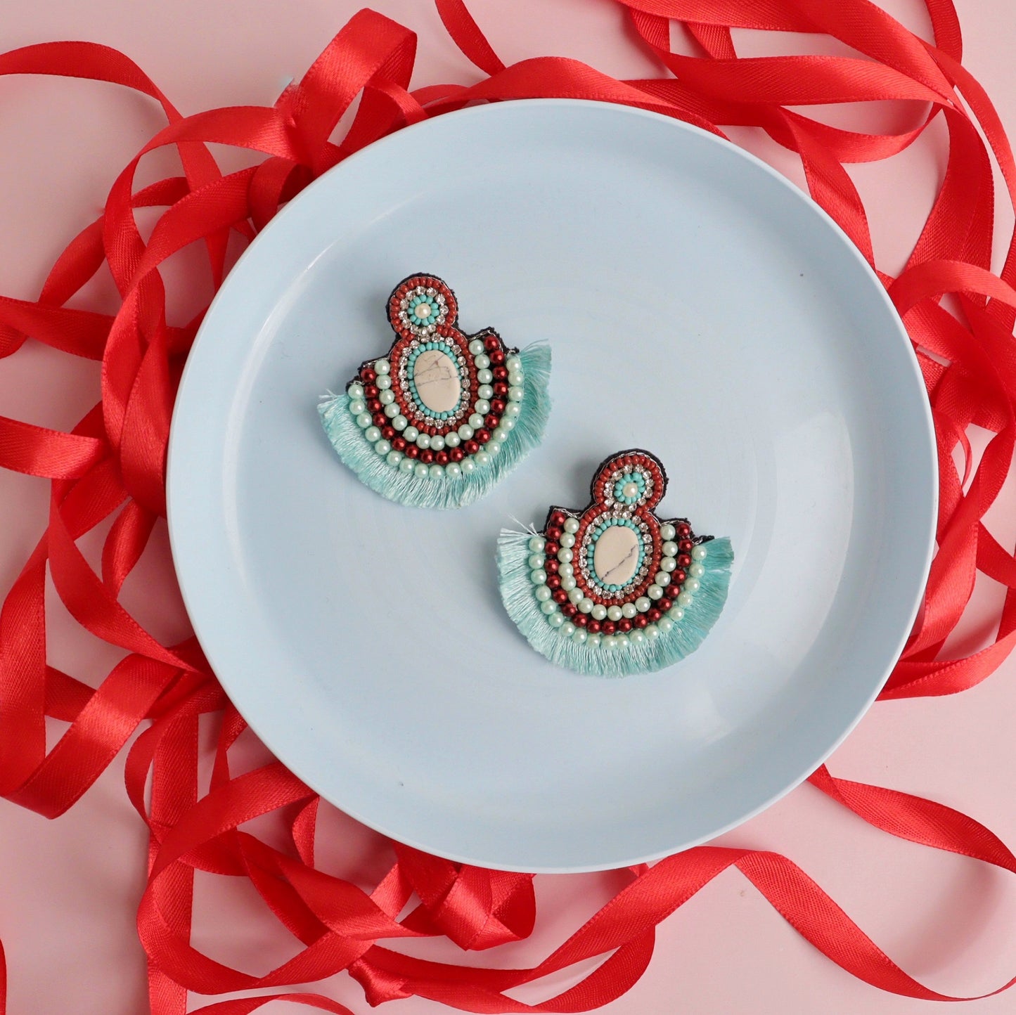 Turquoise Threaded Love Earring