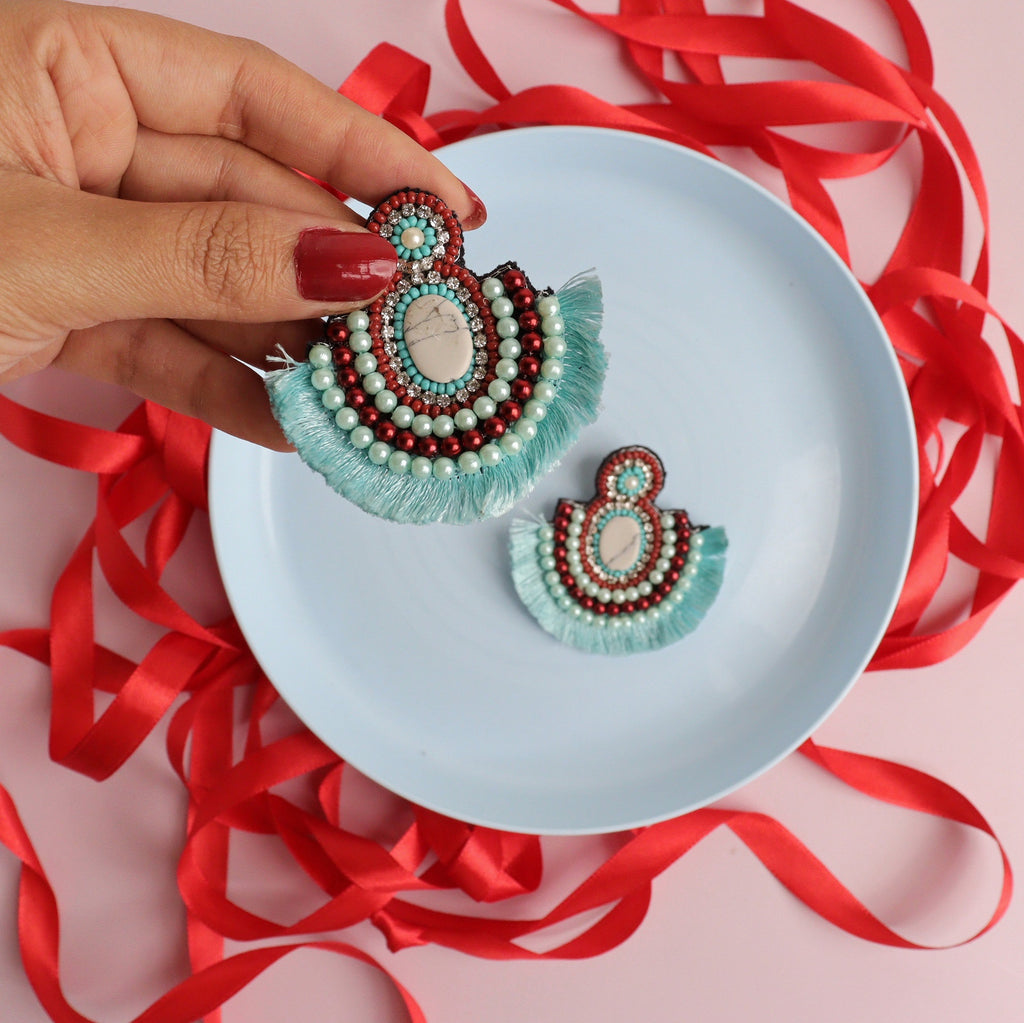 Turquoise Threaded Love Earring