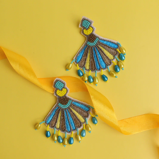 Rabi Turquoise Yellow Threaded Earring