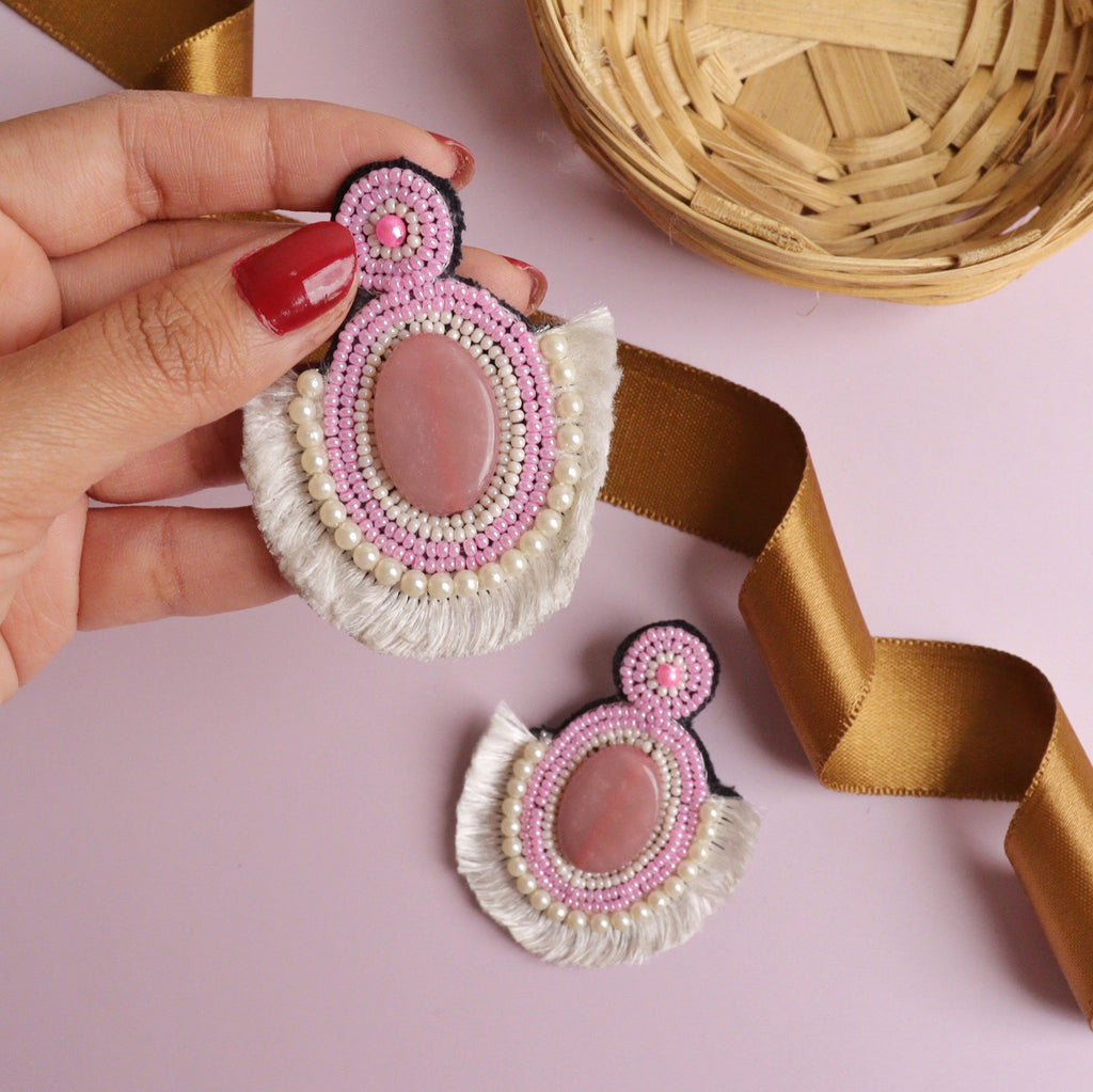 Pink Threaded Love Earring
