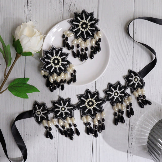 Hilsa Black Pearl Necklace Set