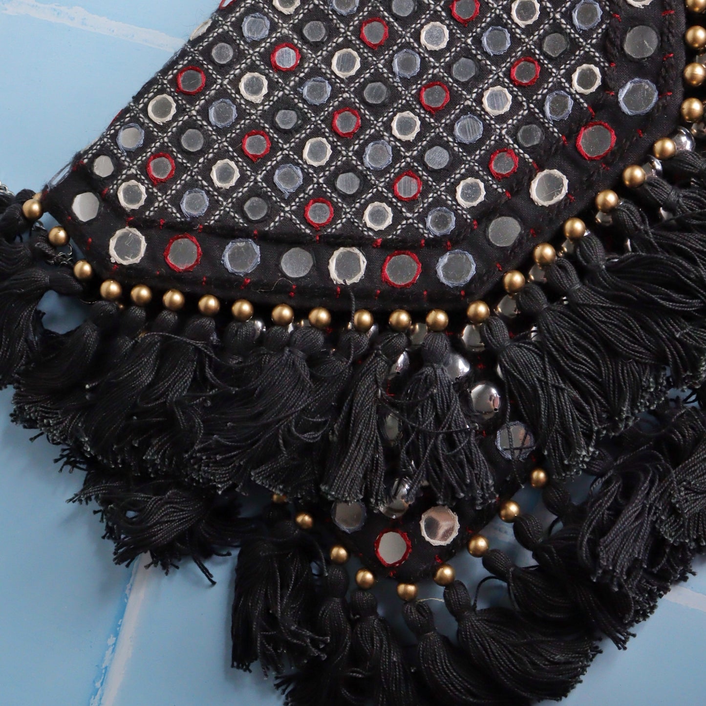 Prismatic Black Tassel Bag