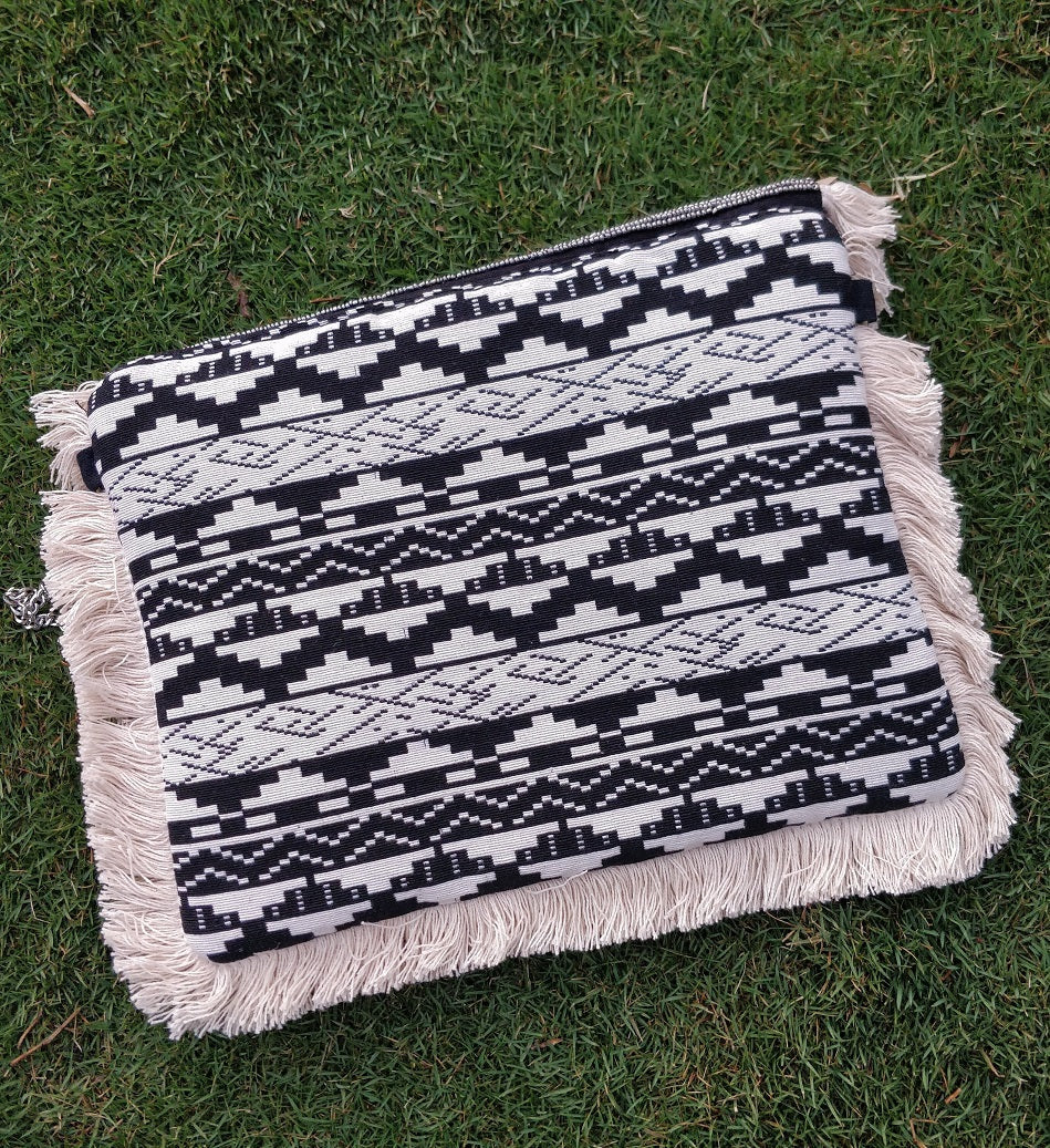 Moonshine Bohemian Black & White Jacquard Clutch