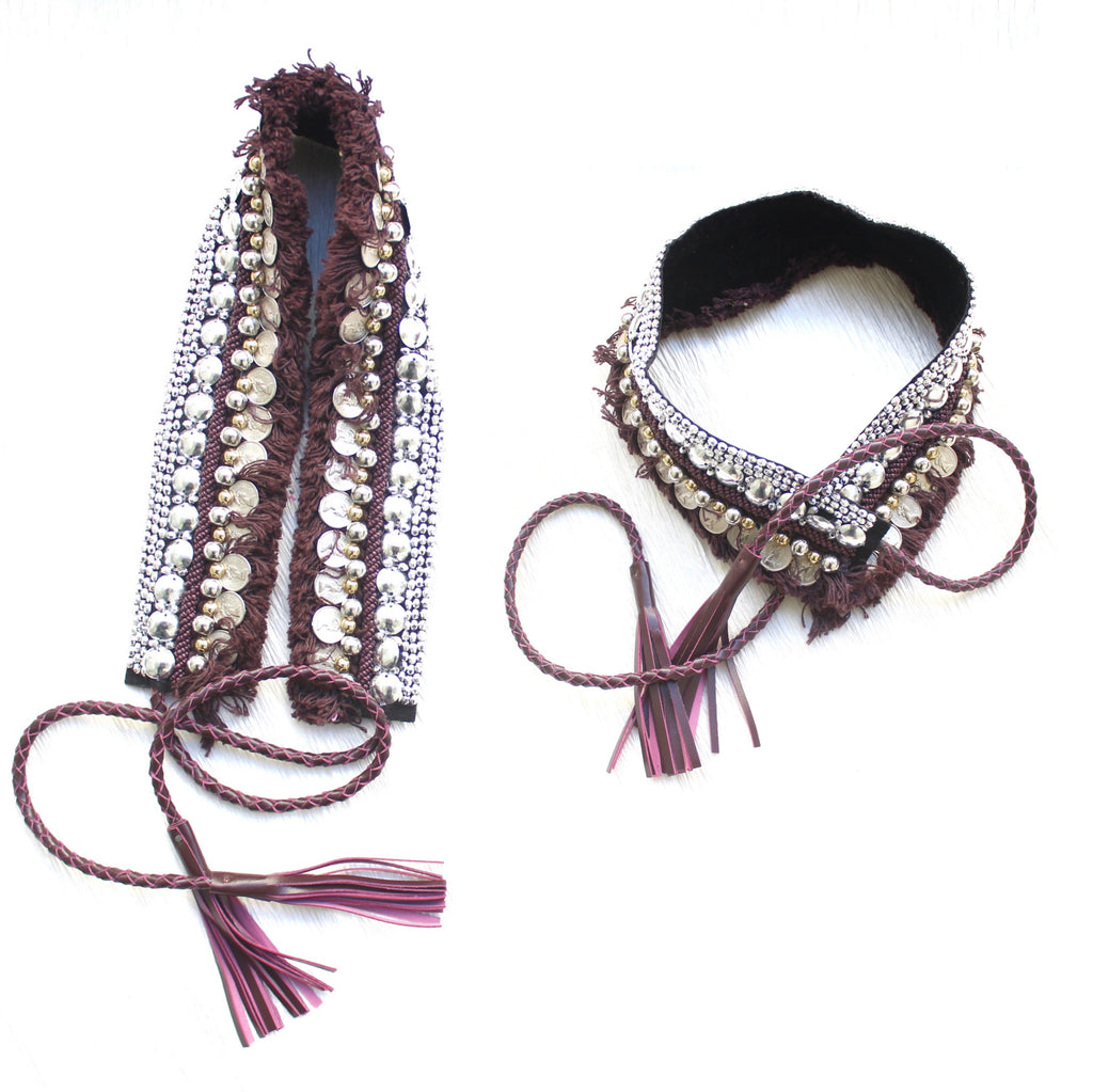 Bohemian Coin Waist Belt - Wine