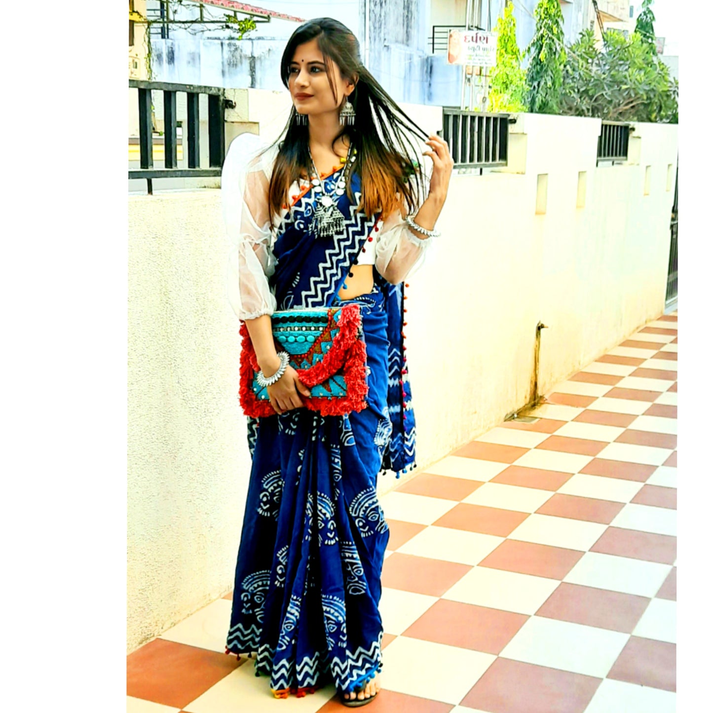 Ruby Azure Beaded Clutch Boho Bag