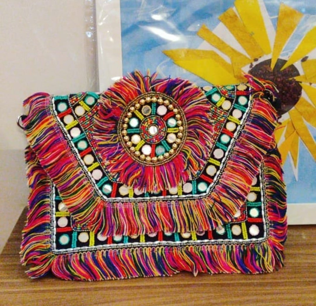 The Austin Bag Large Multicolor with Beads and Braiding — Classic Boho Bags