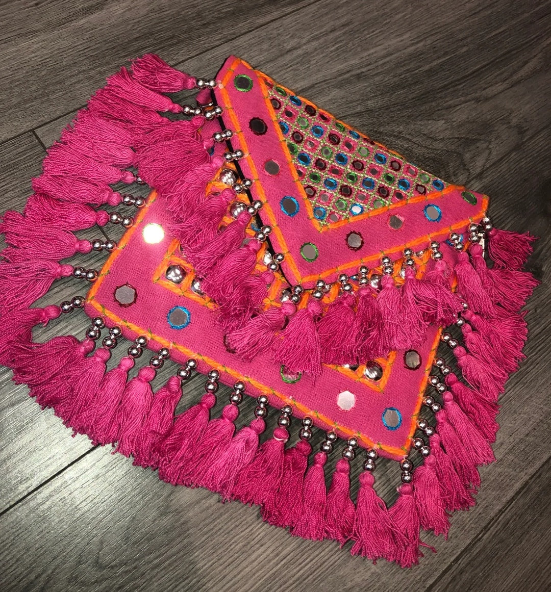 Cali California Pink Tassle Canvas Boho Bag