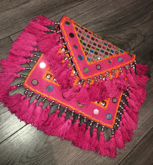 Cali California Pink Tassle Canvas Boho Bag