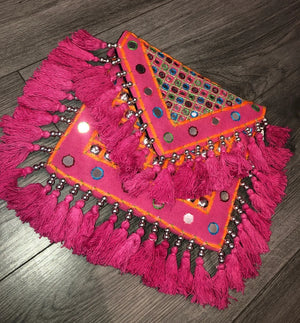 Cali California Pink Tassle Canvas Boho Bag