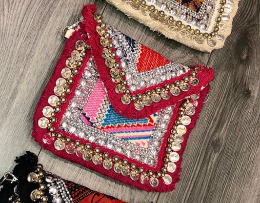 Ranakpur Pink Small Coin Clutch Boho Bag
