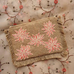 Sharai Jute Pink Clutch Boho Bag