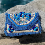 Annie Blue Bohemian Clutch Boho Bag