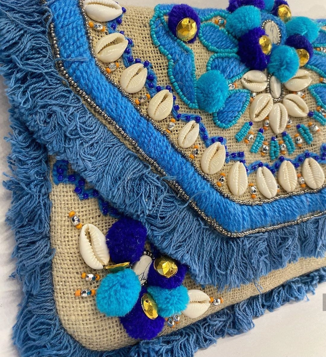 Annie Blue Bohemian Clutch Boho Bag