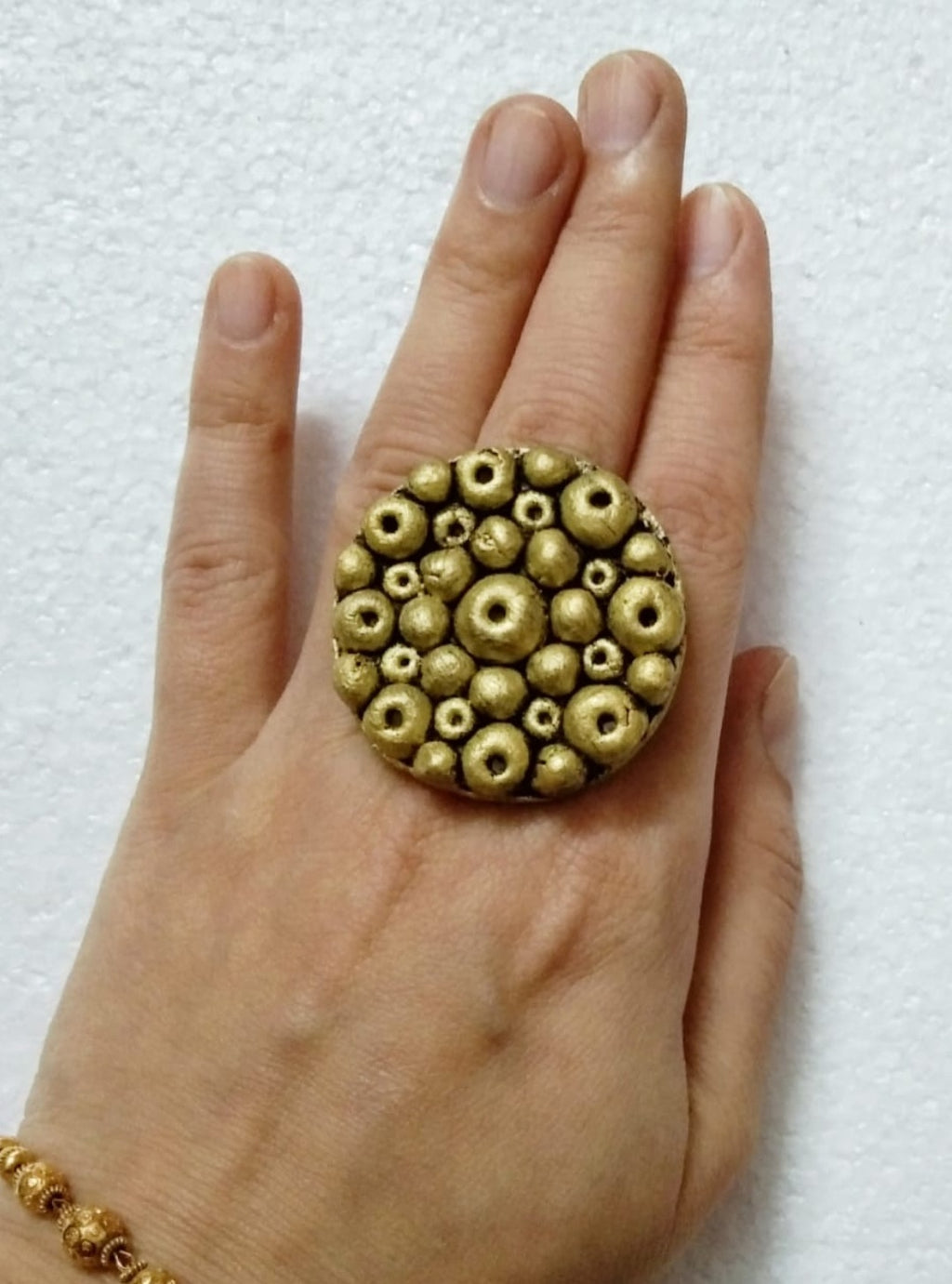 Golden Tribal Adjustable Big Ring2