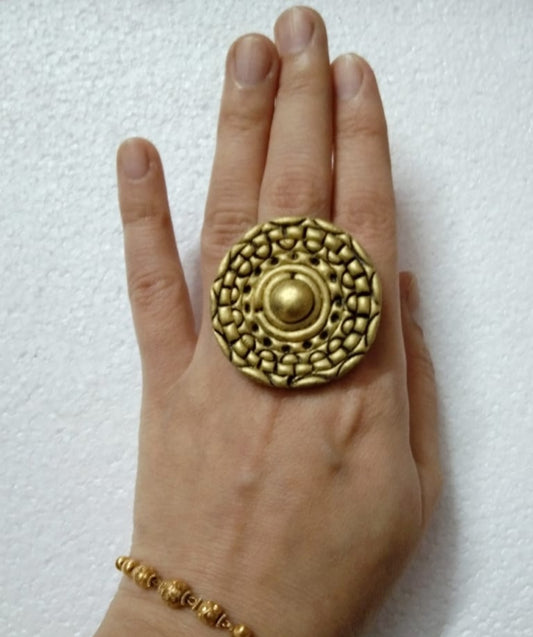 Golden Tribal Adjustable Big Ring5