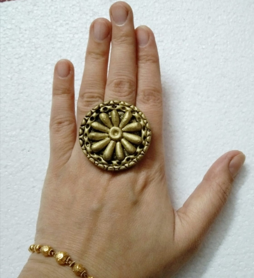 Golden Tribal Adjustable Big Ring6