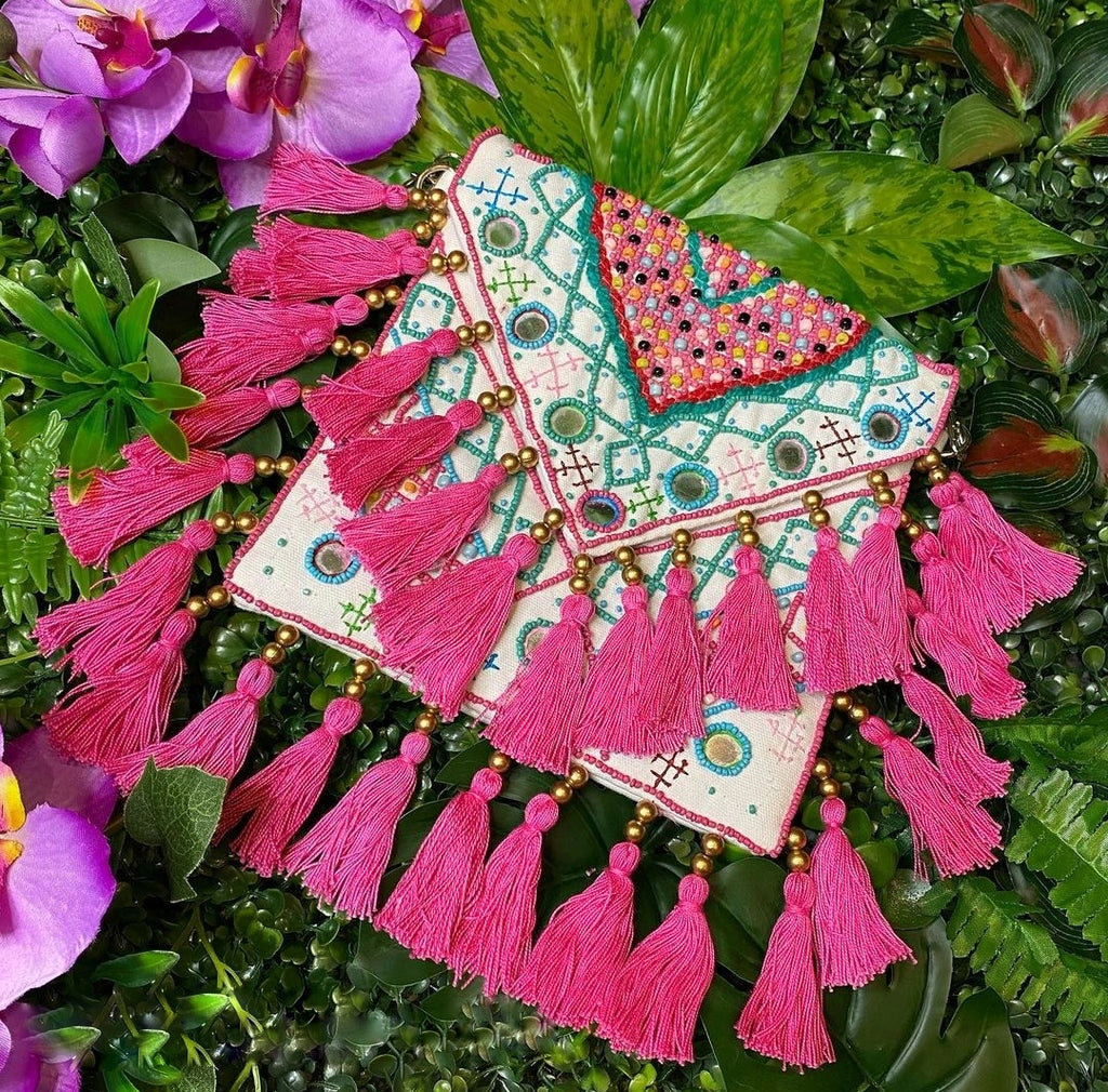 Cali Multicolored Tassle Canvas Boho Bag