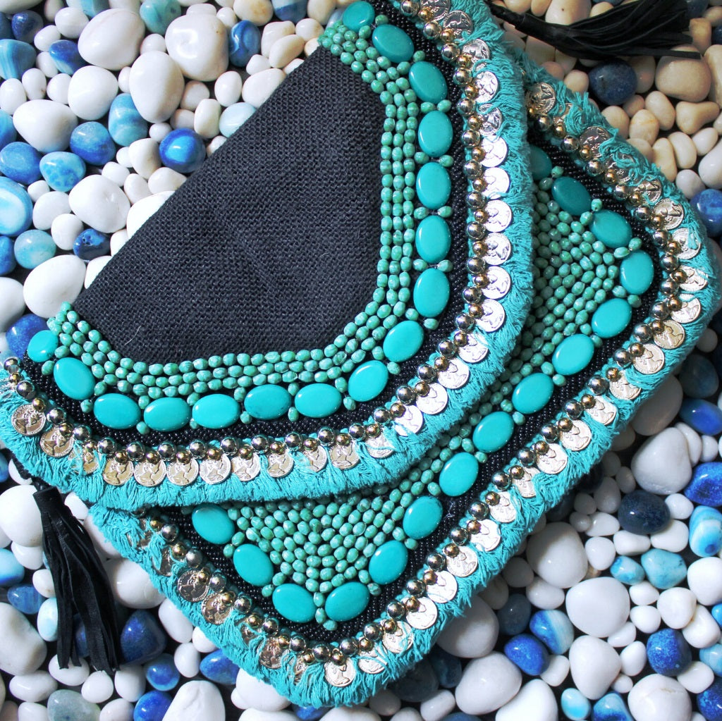 Turquoise Vaso - Glass Beads Bag