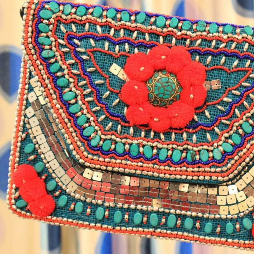 Topaz Turquoise Jute Bag