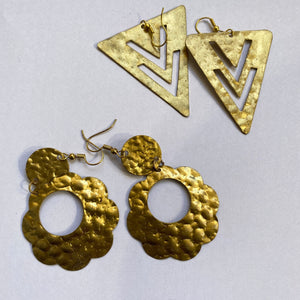 Geometric Brass Earring Set