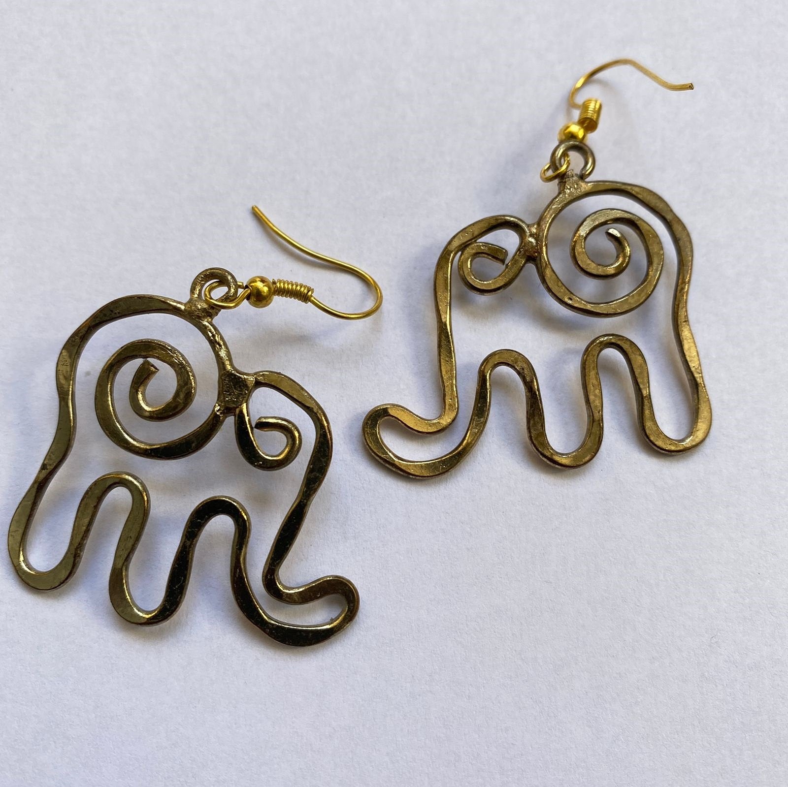 Elephant Brass Earring
