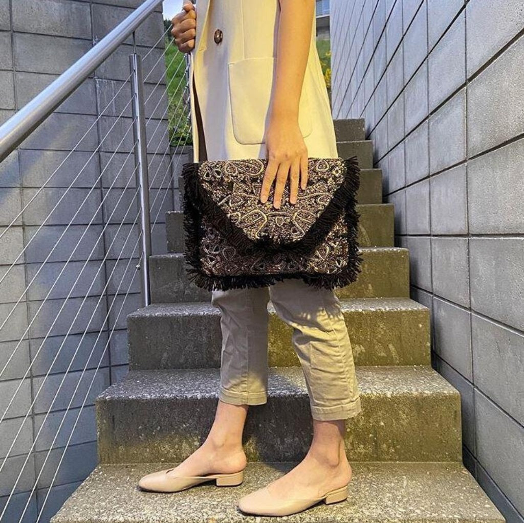 Gorgeous Gold Sequined Bohemian Clutch
