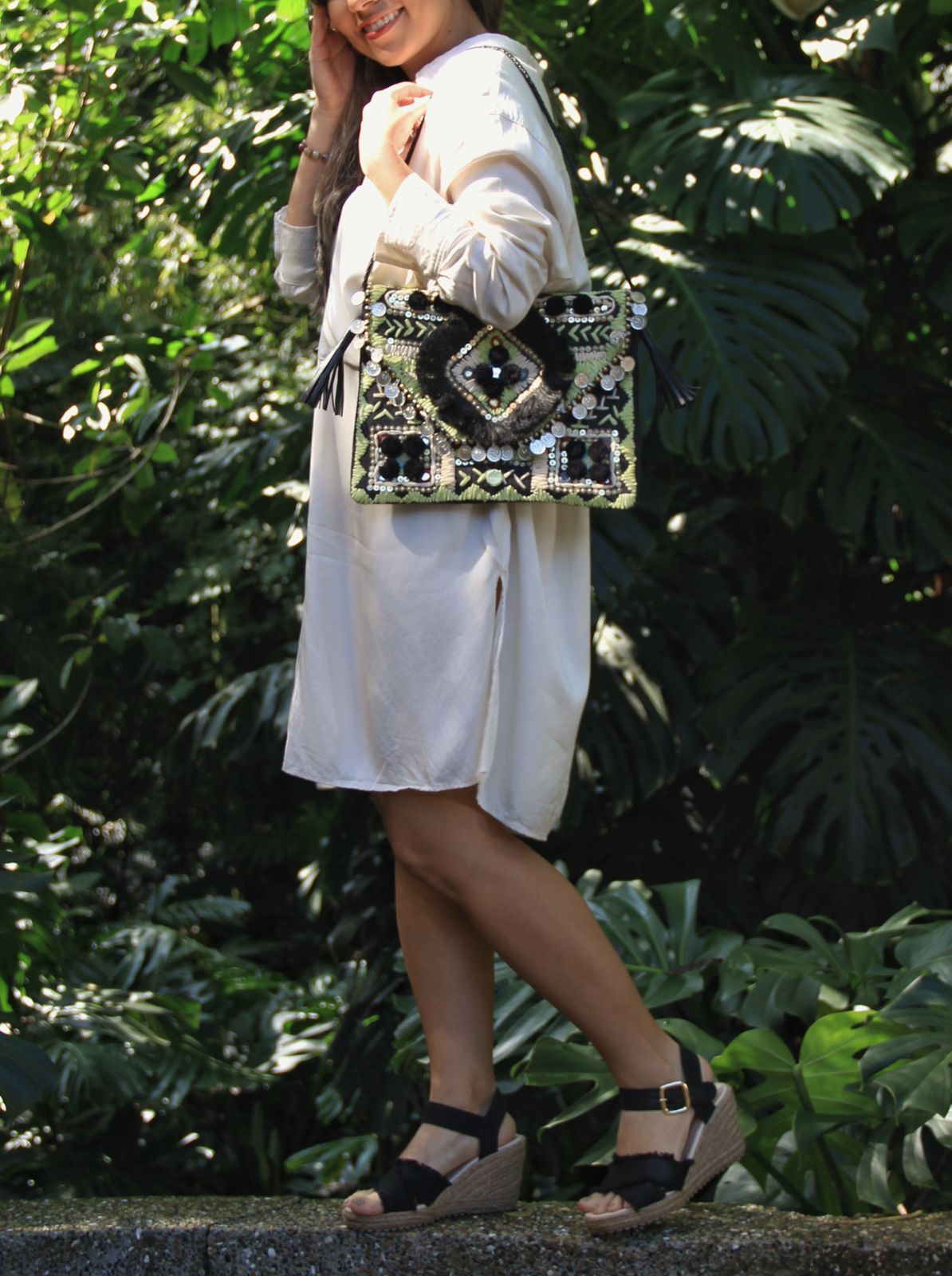 Forget-Me-Not Raffia Coin Clutch
