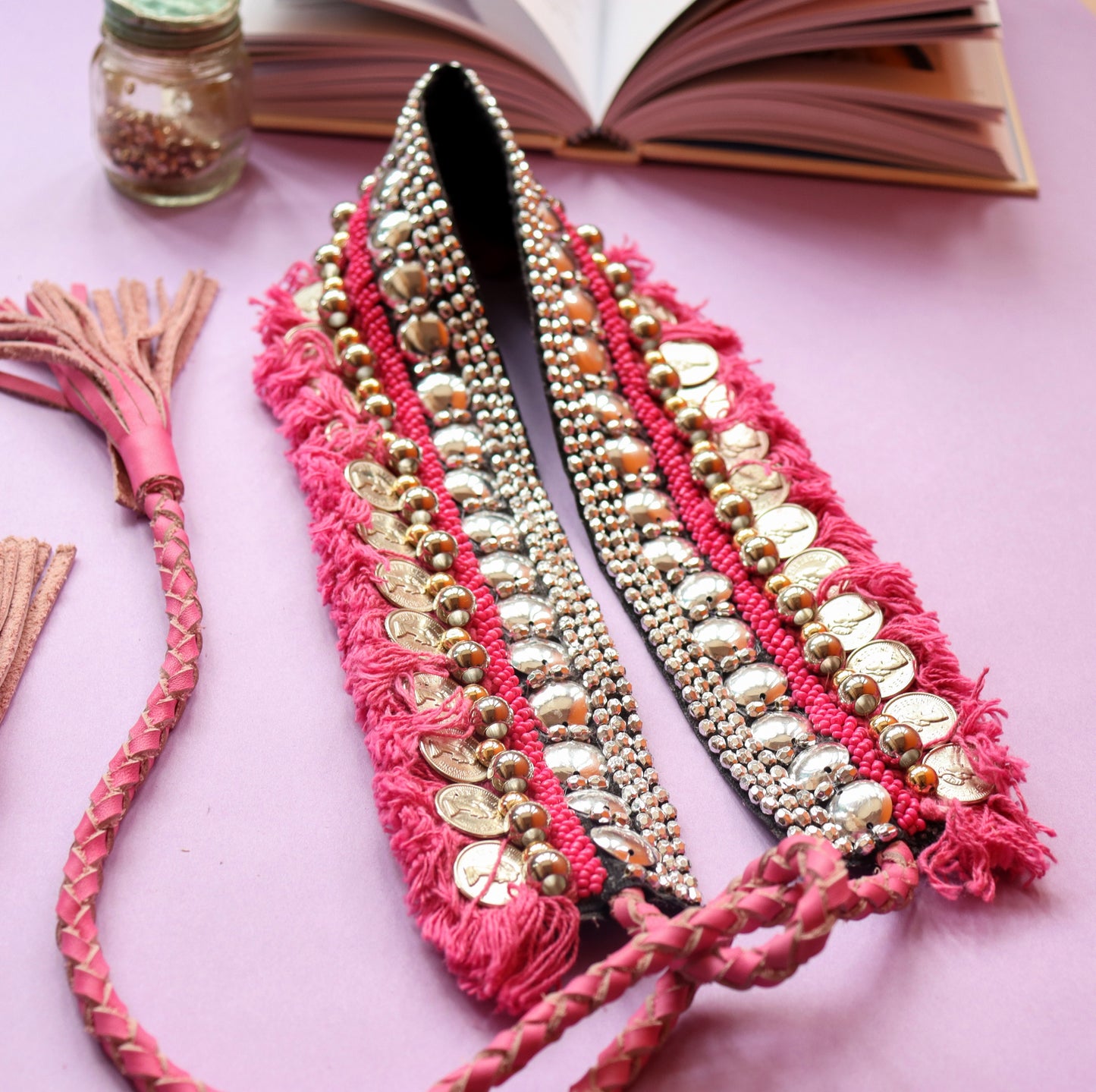 Bohemian Coin Waist Belt - Pink