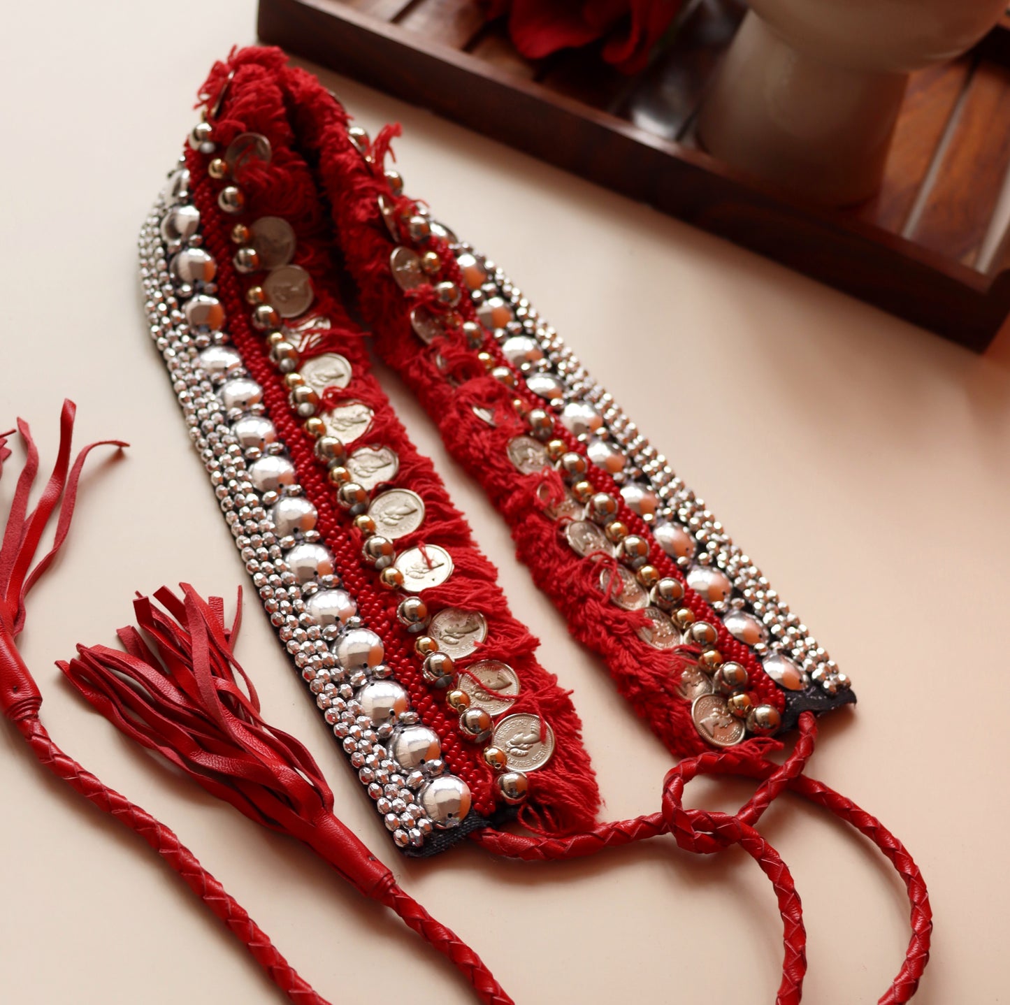 Bohemian Coin Waist Belt - Blood Red