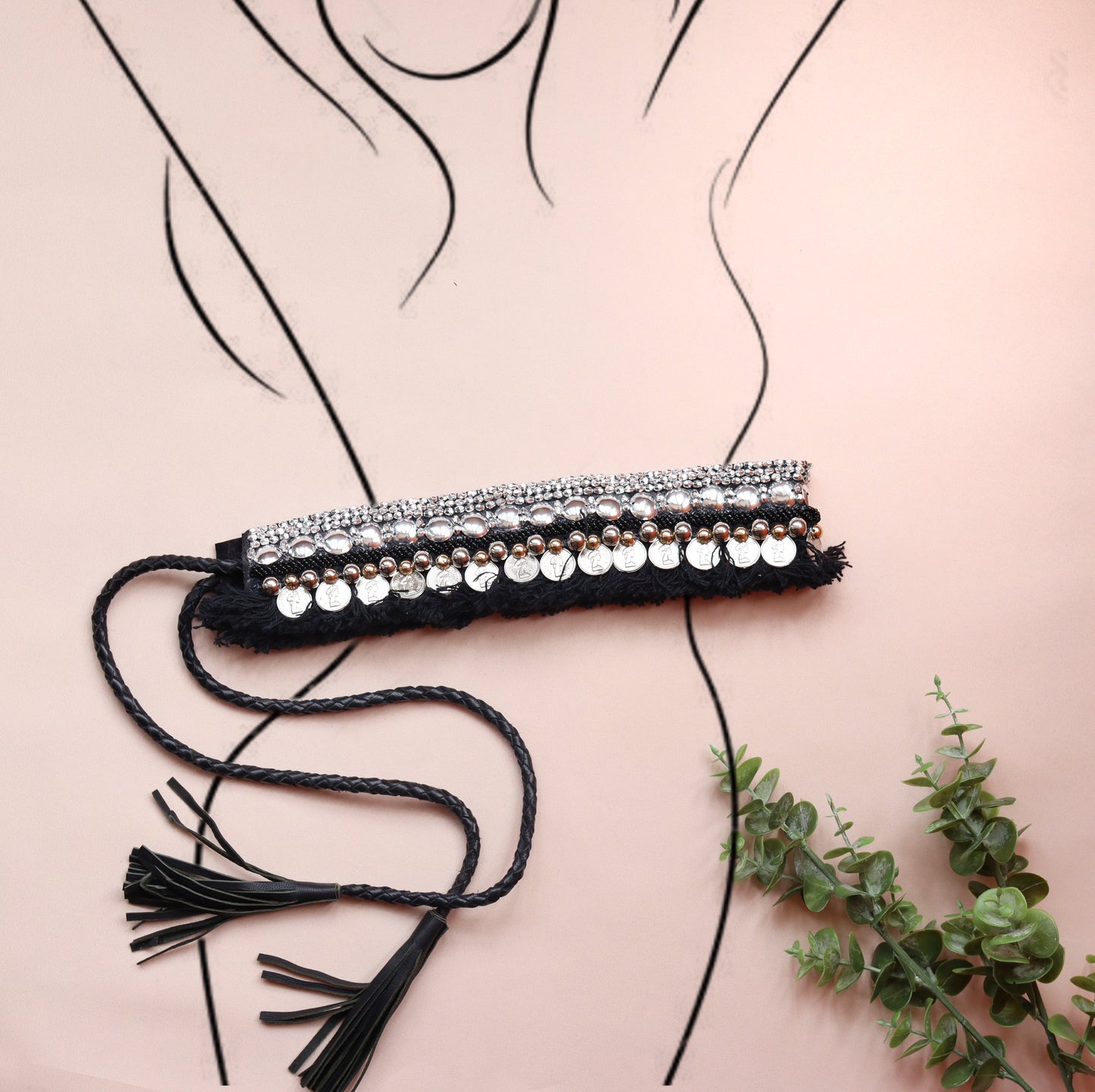 Bohemian Coin Waist Belt - Black